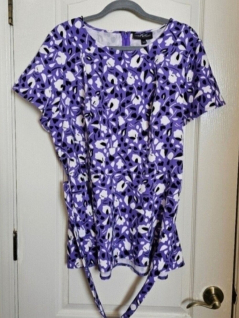 Lane Bryant Purple Floral Tie-Waist Top Sz 18